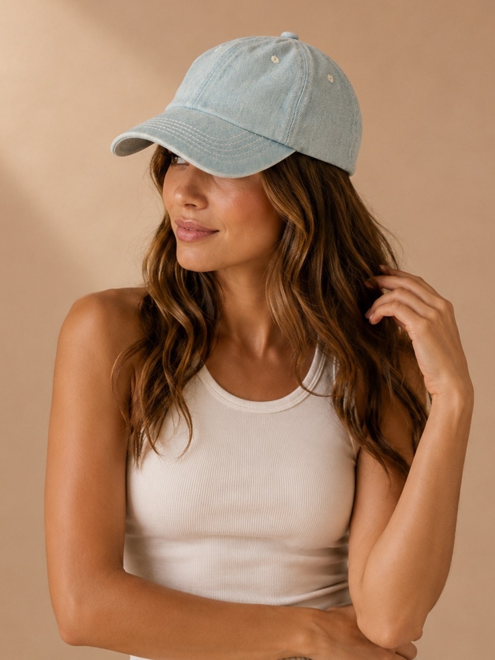 Universal Thread Light Wash Denim Baseball Cap Adjustable Cotton Hat